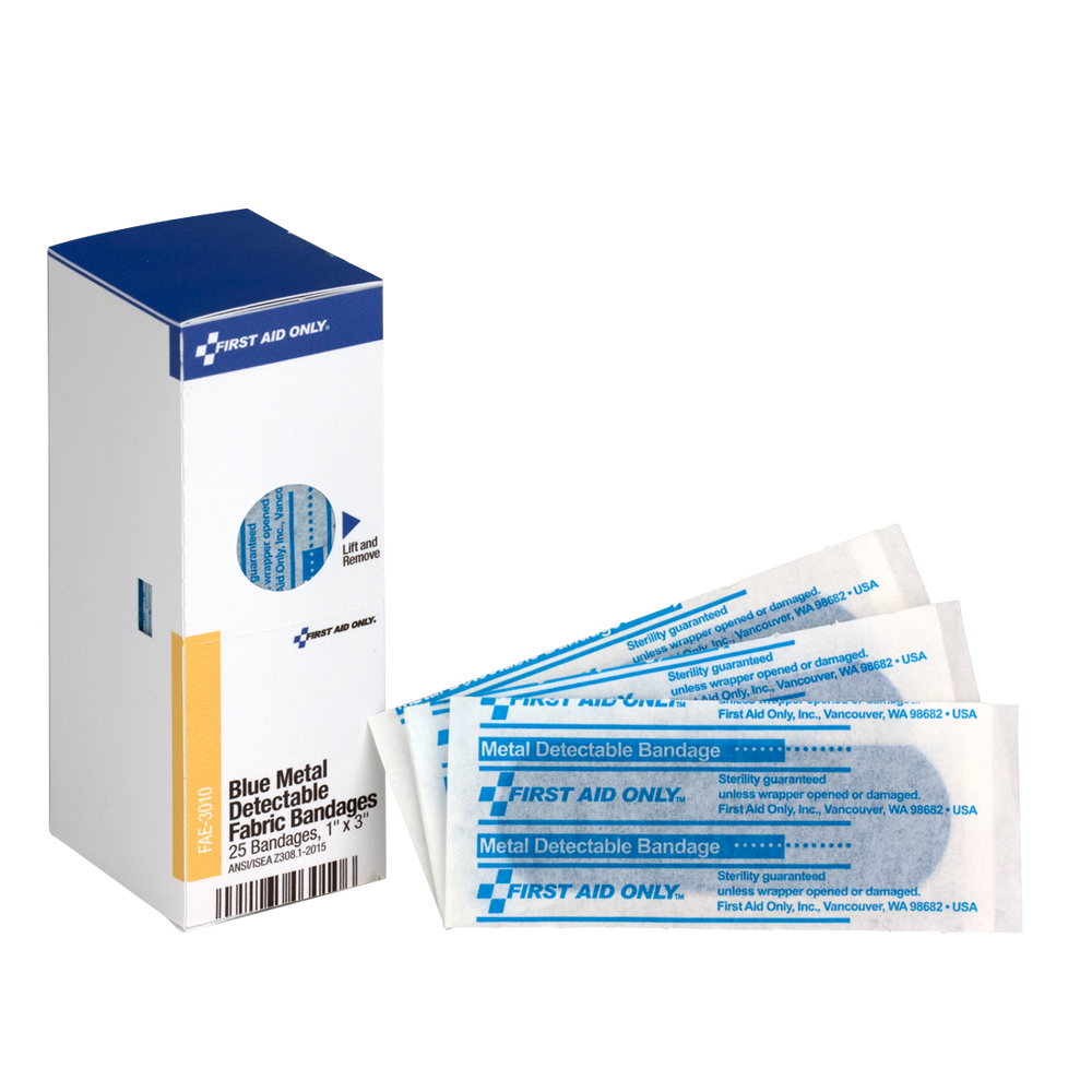 SmartCompliance Refill 1"x3" Blue Metal Detectable Bandages, 25/box