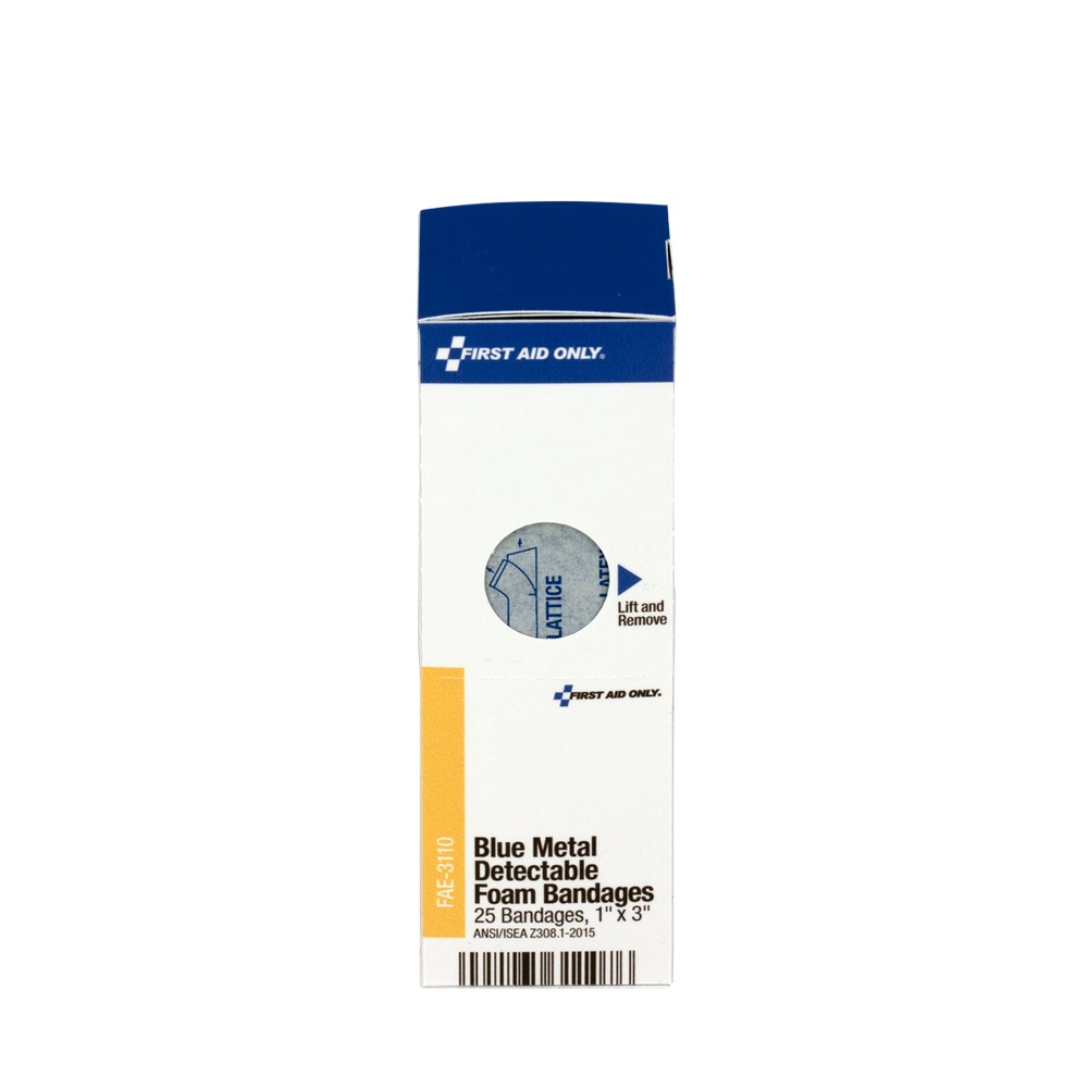 SmartCompliance Refill 1"x3" Blue Metal Detectable Foam Bandages, 25/box