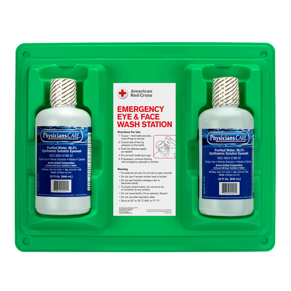 Emergency Eyewash, 32oz Double Bottle Station – US First Aid and ...